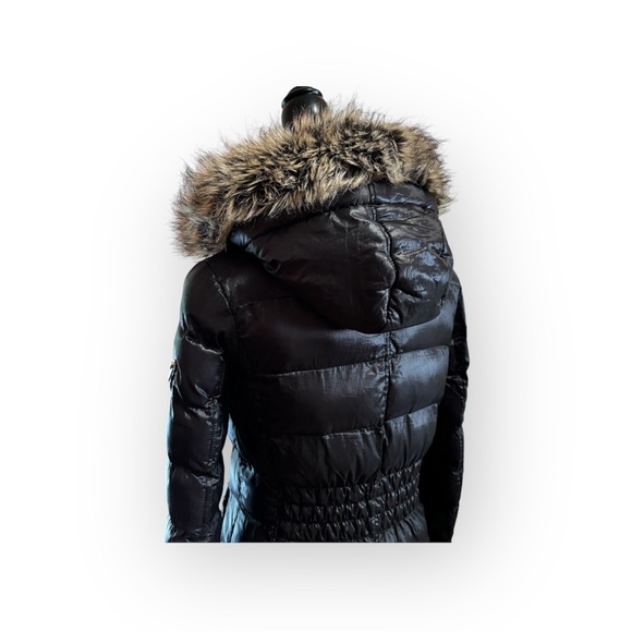 Rachel Faux Fur Trim Asymmetrical Puffer Coat, Black | Sz. Xs | EUC - Picture 7 of 8